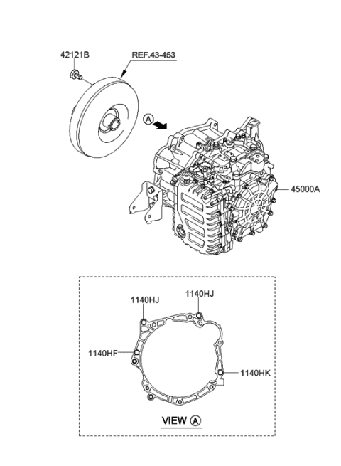 2012 Hyundai Veloster Ata & Torque Converter Assembly Diagram for 45000-3BEV0