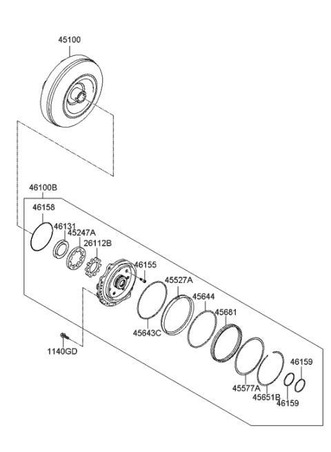 2013 Hyundai Veloster Converter Assembly-Torque Diagram for 45100-3B510