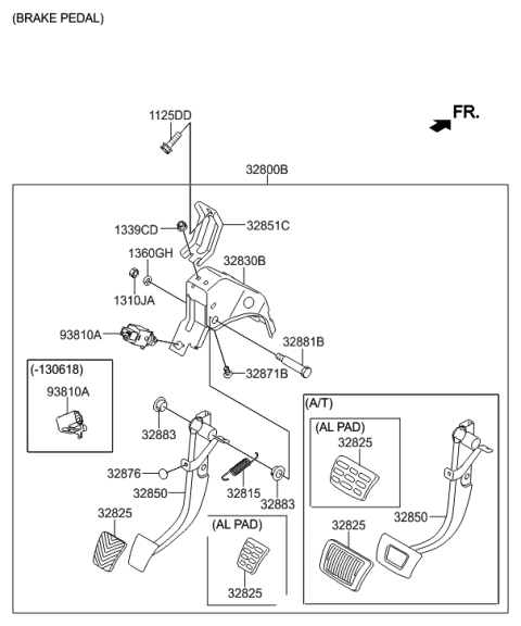 2017 Hyundai Santa Fe Sport Stop Lamp Switch Assembly Diagram for 93810-3S000