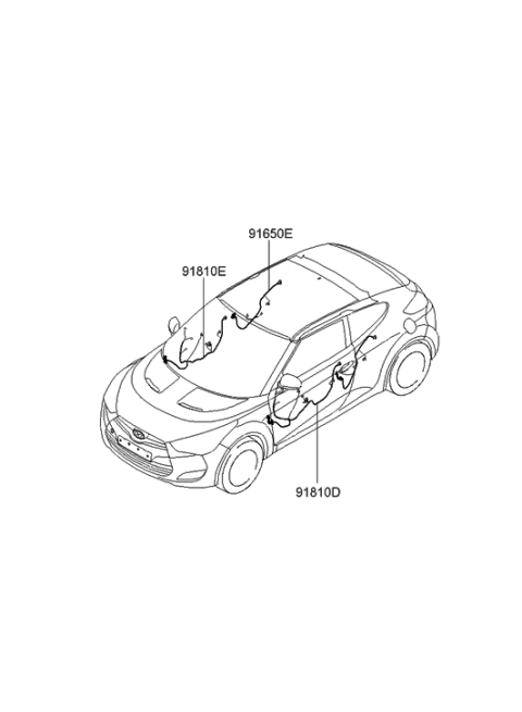 2013 Hyundai Veloster Wiring Assembly-Front Door(Driver) Diagram for 91600-2V130