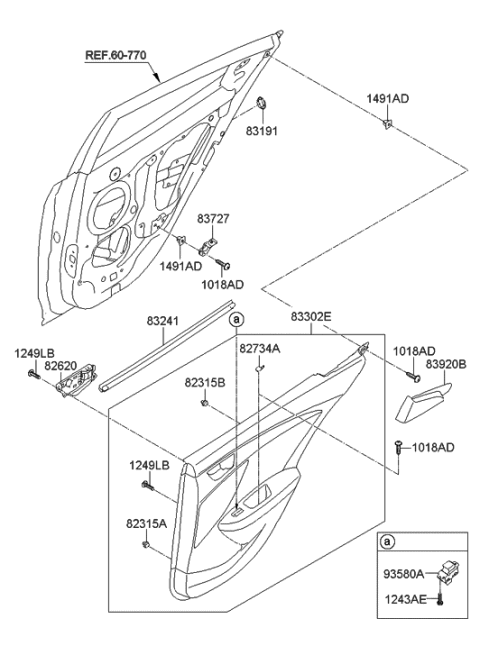 2014 Hyundai Veloster Panel Assembly-Rear Door Trim,RH Diagram for 83308-2V010-TYG