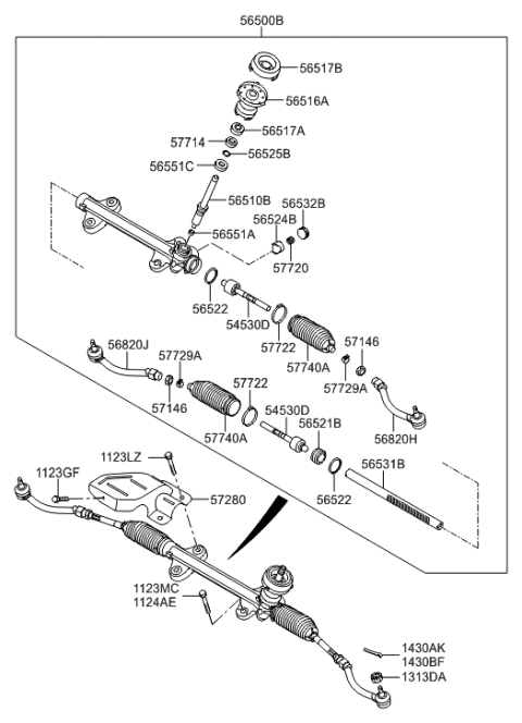 2016 Hyundai Santa Fe Sport Bellows-Steering Gear Box Diagram for 57740-3X200