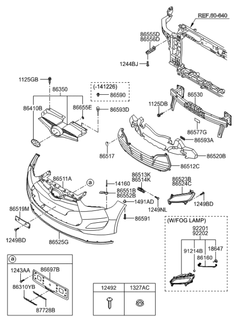 2016 Hyundai Santa Fe Sport Front Bumper Lip Diagram for 86525-2V510