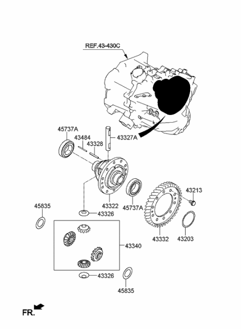 2011 Hyundai Veloster Gear-Differential Drive Diagram for 43332-2A010