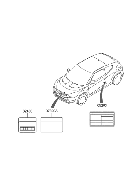 2019 Hyundai Santa Fe XL Label-Tire Pressure Diagram for 05203-2V355