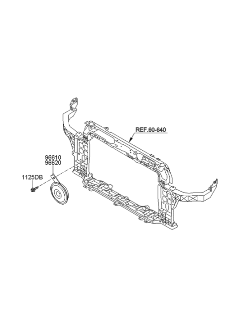 2018 Hyundai Santa Fe Sport Horn Assembly-High Pitch Diagram for 96620-2V610