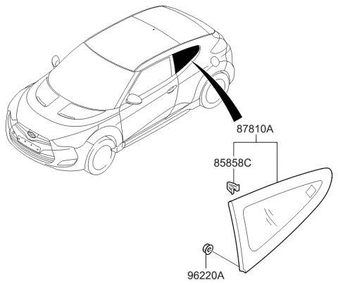 2011 Hyundai Veloster Glass & MOULDING Assembly-Quarter Diagram for 87810-2V000