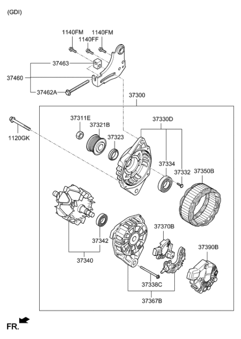 2016 Hyundai Santa Fe Sport Regulator Assembly-Generator Diagram for 37370-2B300