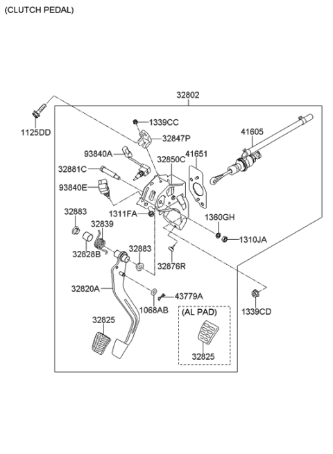 2013 Hyundai Veloster Brake & Clutch Pedal Diagram 2