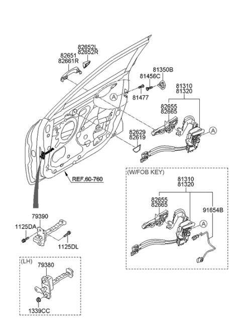 2019 Hyundai Santa Fe XL Door Handle Assembly, Exterior, Right Diagram for 82661-2V010