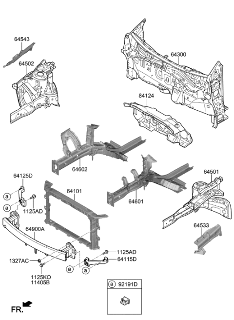 2006 Hyundai Tiburon Carrier Assembly-Front End Module Diagram for 64101-F3500