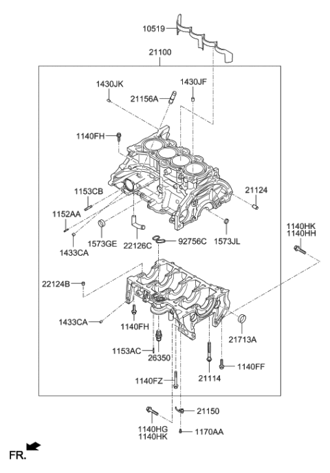 2020 Hyundai Elantra US Alabama made Cylinder Block Diagram 1