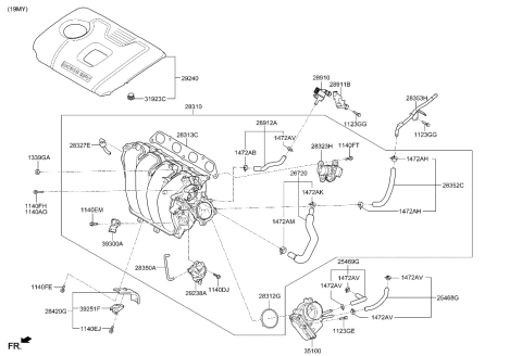 2020 Hyundai Elantra Body Assembly-Throttle Diagram for 35100-2E710
