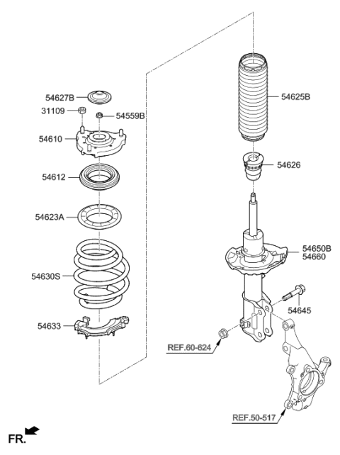 2019 Hyundai Elantra US Alabama made Front Spring & Strut Diagram