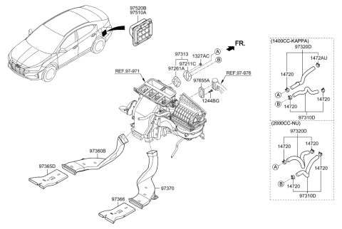 2019 Hyundai Elantra Heater System-Duct & Hose Diagram