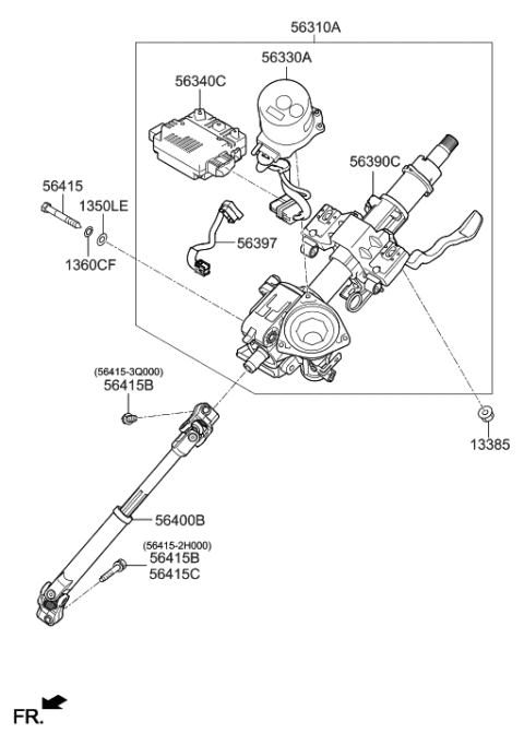 2020 Hyundai Elantra US Alabama made Steering Column & Shaft Diagram