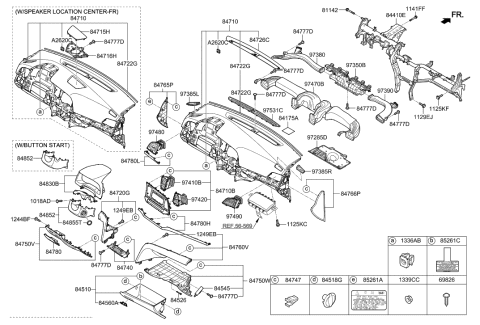 2006 Hyundai Tiburon Glove Box Assembly Diagram for 84510-F3000-PKG
