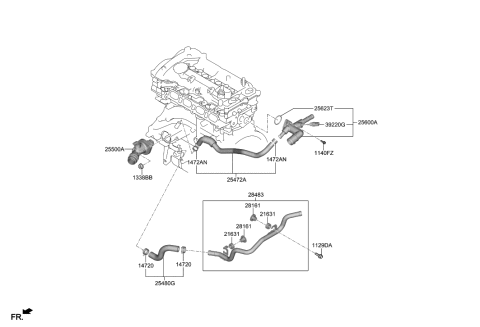 2019 Hyundai Elantra US Alabama made Coolant Pipe & Hose Diagram 1