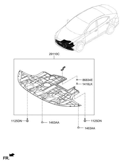 2020 Hyundai Elantra US Alabama made Under Cover Diagram
