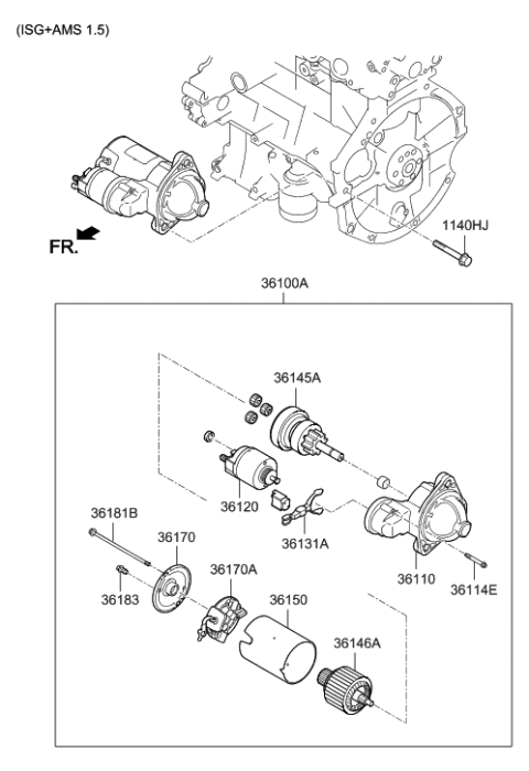 2020 Hyundai Elantra PINION-Shaft Assembly Diagram for 36140-03BB6