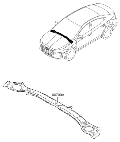 2019 Hyundai Elantra Panel Assembly-Cowl Complete Diagram for 66700-F2200