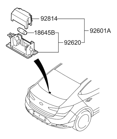 2020 Hyundai Elantra US Alabama made License Plate & Interior Lamp Diagram