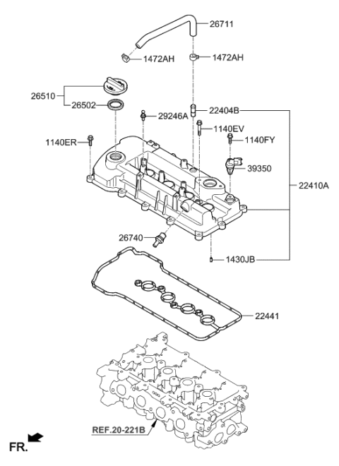 2020 Hyundai Elantra US Alabama made Rocker Cover Diagram 2