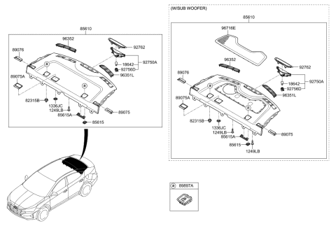 2020 Hyundai Elantra US Alabama made Rear Package Tray Diagram