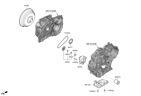 2020 Hyundai Elantra Set-Oil Pump Assembly Diagram for 46100-2F500