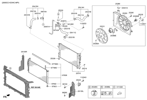 2020 Hyundai Elantra US Alabama made Engine Cooling System Diagram 1