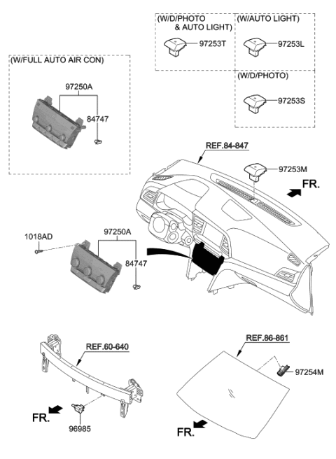2020 Hyundai Elantra Heater Control Assembly Diagram for 97250-F2DF0-SSH