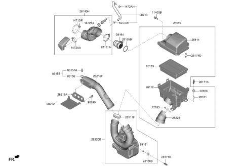 2006 Hyundai Tiburon Sensor Assembly-Air Flow Diagram for 28164-2E000
