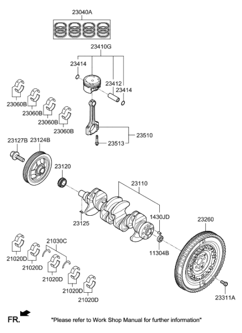 2020 Hyundai Elantra Crankshaft Assembly Diagram for 23110-03811