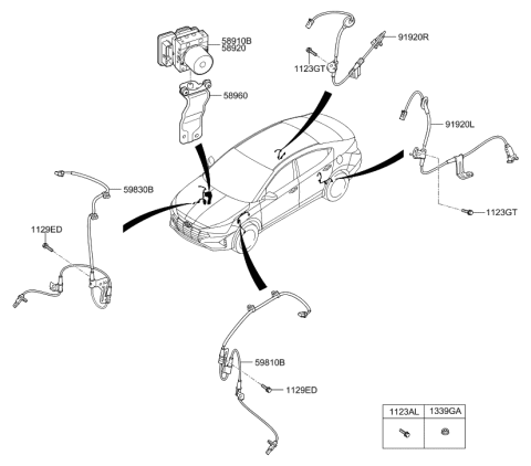 2006 Hyundai Tiburon Cable Assembly-ABS.EXT,LH Diagram for 91920-F3000