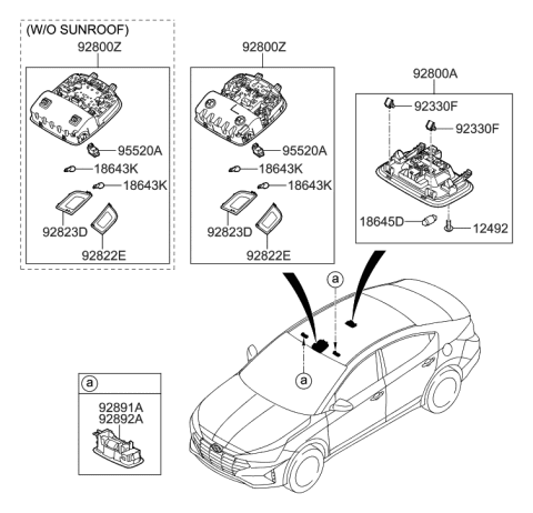 2020 Hyundai Elantra US Alabama made Room Lamp Diagram
