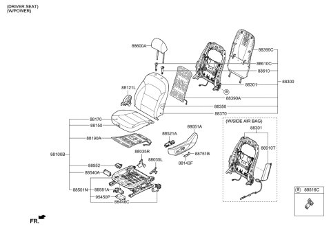 2020 Hyundai Elantra Front Left-Hand Seat Back Covering Assembly Diagram for 88360-F3000-YJA
