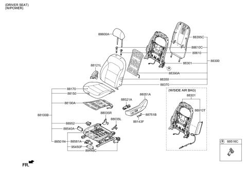 2020 Hyundai Elantra US Alabama made Front Seat Diagram 3