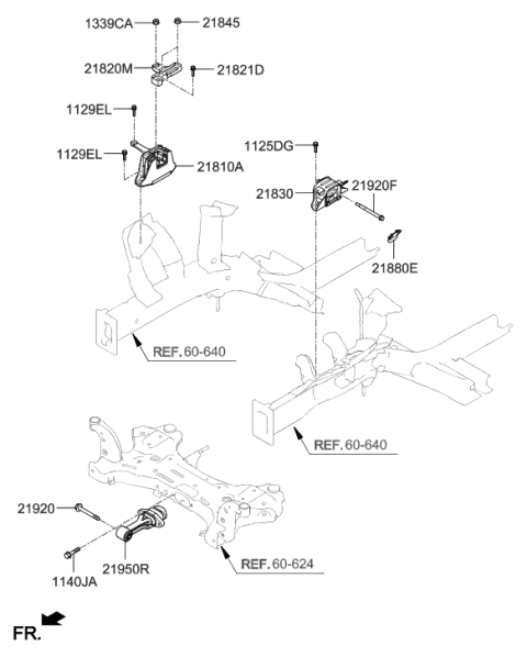 2019 Hyundai Elantra Engine Mounting Bracket Assembly Diagram for 21810-F3200