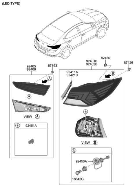 2020 Hyundai Elantra US Alabama made Rear Combination Lamp Diagram 2