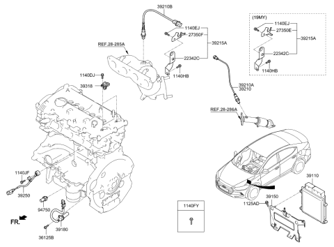 2019 Hyundai Elantra US Alabama made Electronic Control Diagram 1