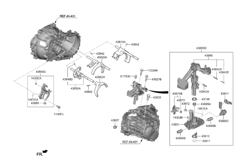 2020 Hyundai Elantra US Alabama made Gear Shift Control-Manual Diagram 1