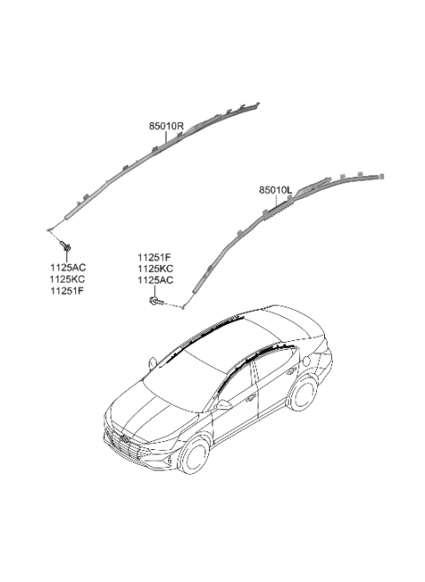 2020 Hyundai Elantra Curtain Air Bag Module,LH Diagram for 85010-F3200