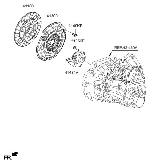 2019 Hyundai Elantra US Alabama made Clutch & Release Fork Diagram 1