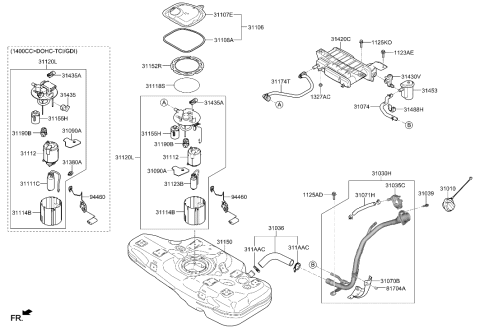 2006 Hyundai Tiburon Pump Assembly-Fuel Diagram for 31120-F3300