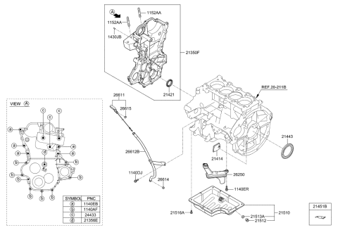 2019 Hyundai Elantra Pan Assembly-Engine Oil Diagram for 21510-2E040