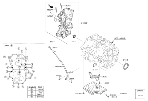 2020 Hyundai Elantra Belt Cover & Oil Pan Diagram 1