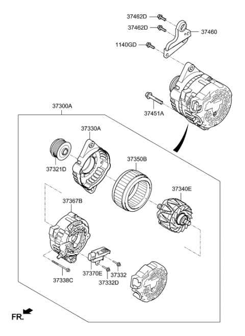 2020 Hyundai Elantra US Alabama made Alternator Diagram 2