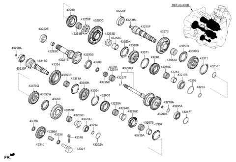 2006 Hyundai Tiburon Bearing-Taper Roller Diagram for 43220-24300