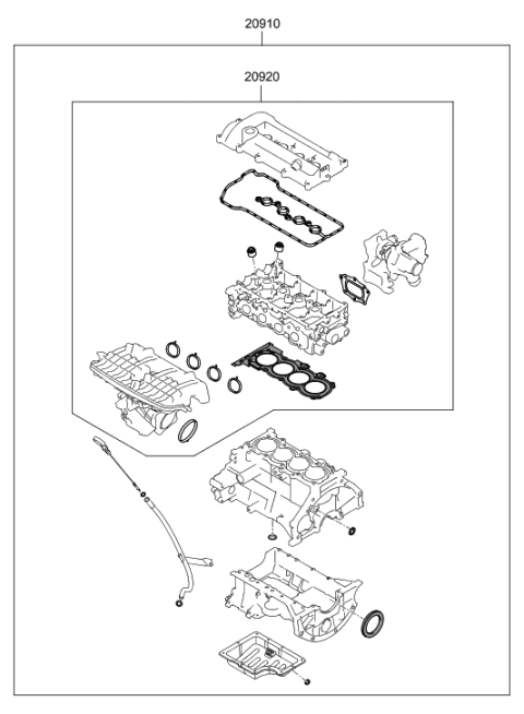 2019 Hyundai Elantra Gasket Kit-Engine Overhaul Diagram for 20910-03U05-A