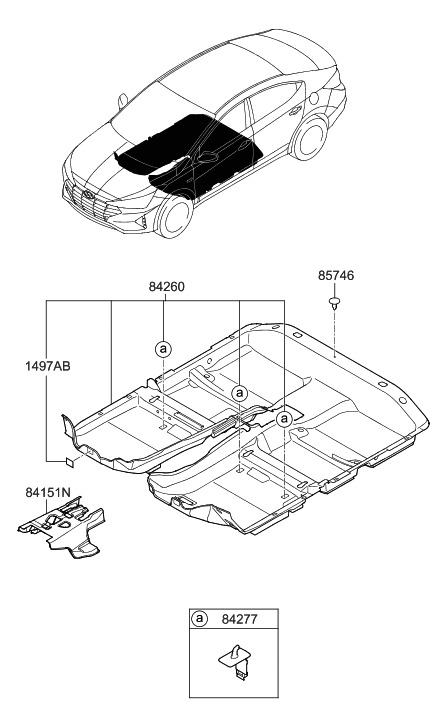 2020 Hyundai Elantra US Alabama made Floor Covering Diagram